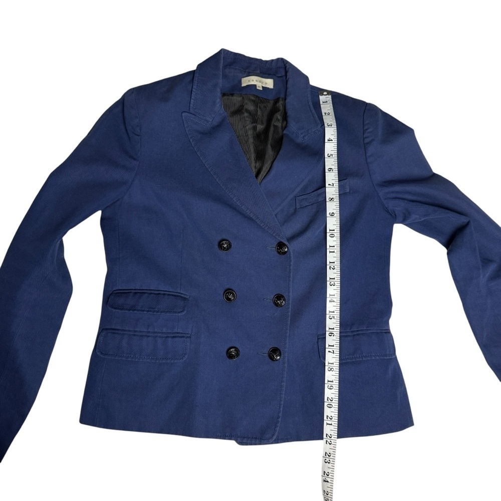 Sandro Blue Double Breasted Blazer Jacket SZ 42 10 Cotton Preppy Classic Fall - Picture 6 of 7